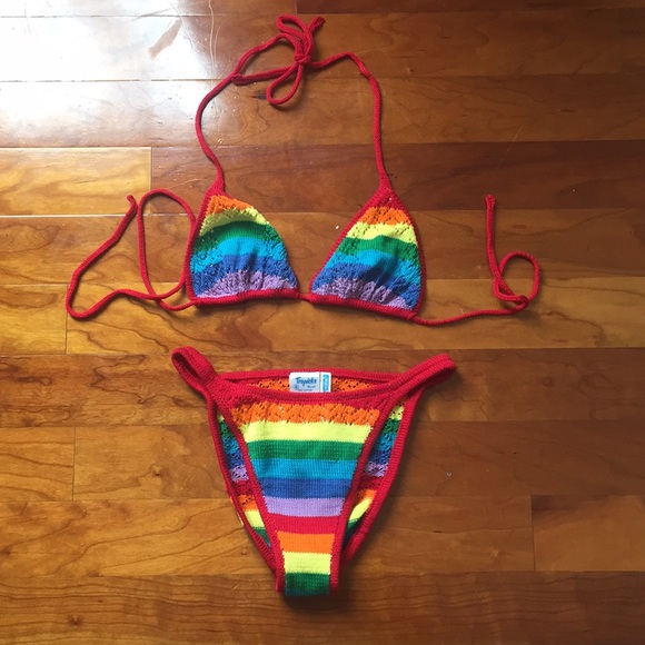 rainbow crochet swimsuit